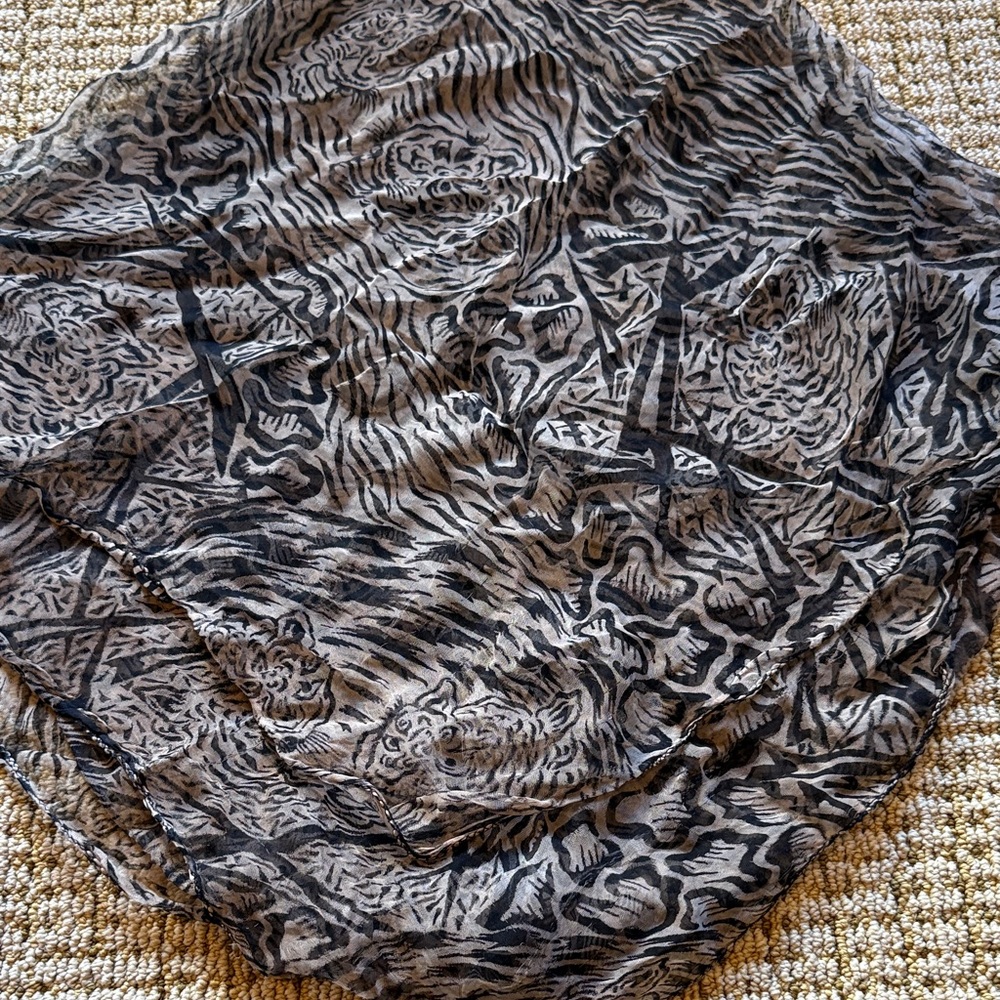 Animal Print Sheer Scarf